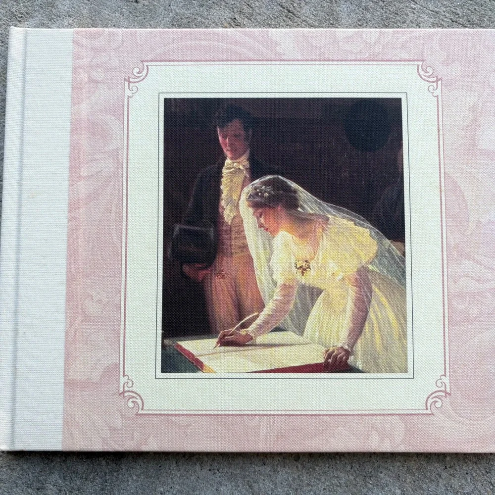 Hallmark Wedding Guest Book Pink Damask Fine Art Signing the Register WCA2403